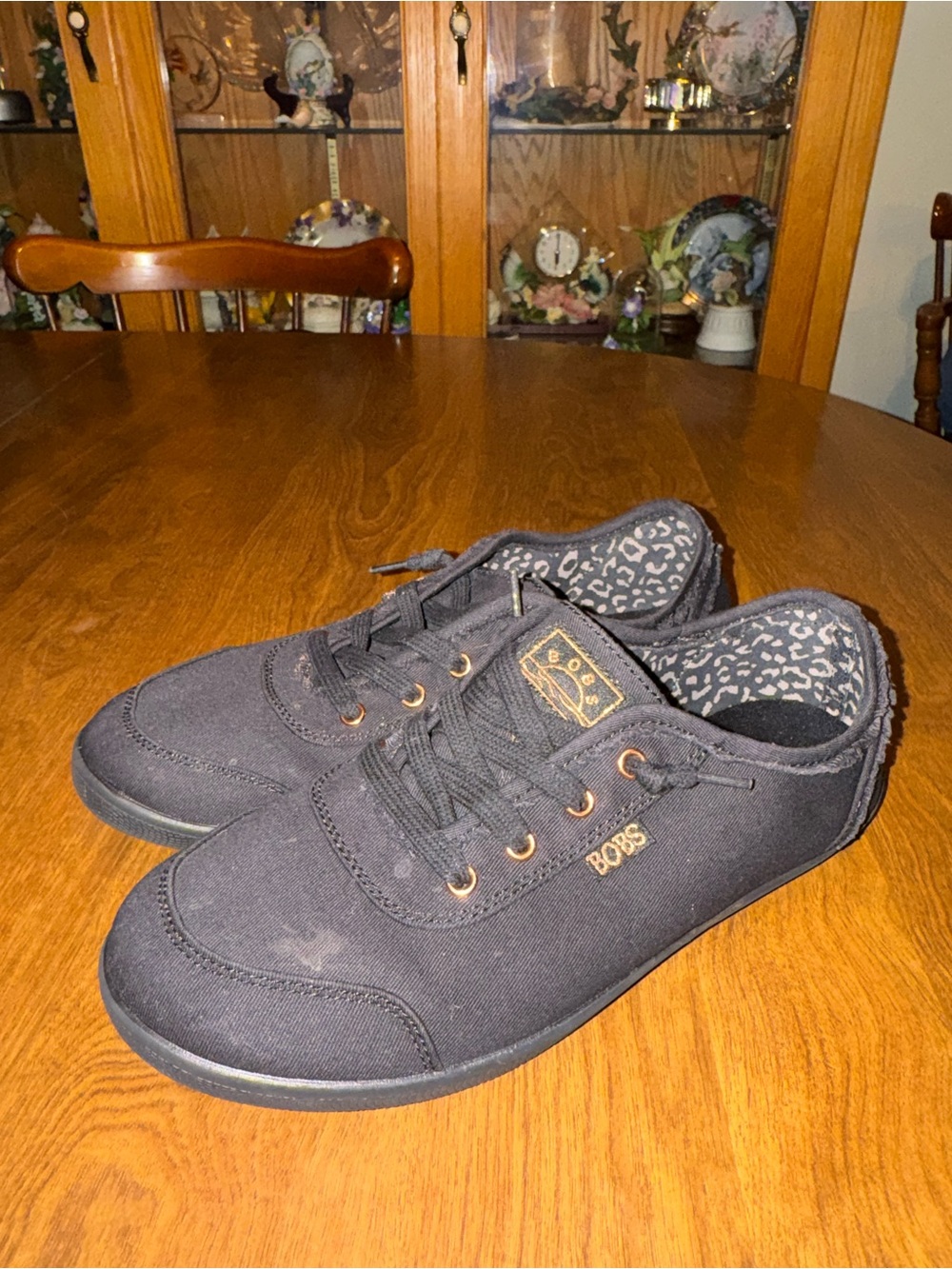 BOBS from Skechers Black Canvas Lace-Up Sneakers